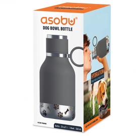 ASOBU GAMELLE POUR CHIEN ATTACHÉE À UNE BOUTEILLE ISOTHERME EN ACIER  INOXYDABLE 1 LITRE, NOIR AD-N-ART INC. SDB1 BLACK