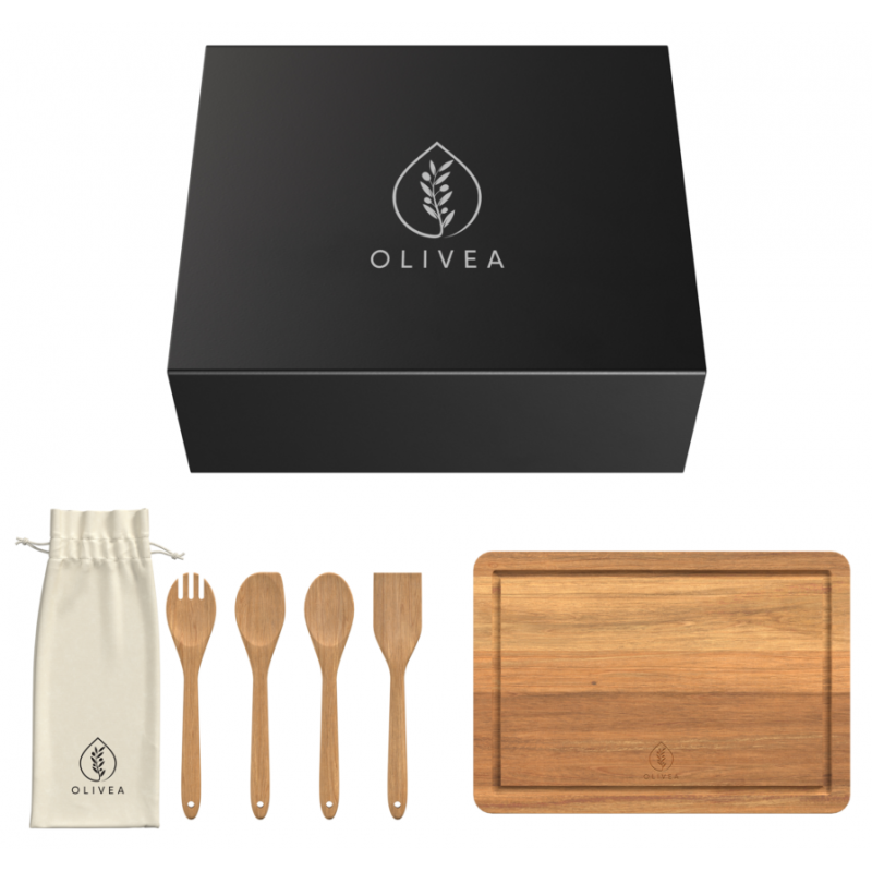 Ensemble cadeau en bois d'acacia
