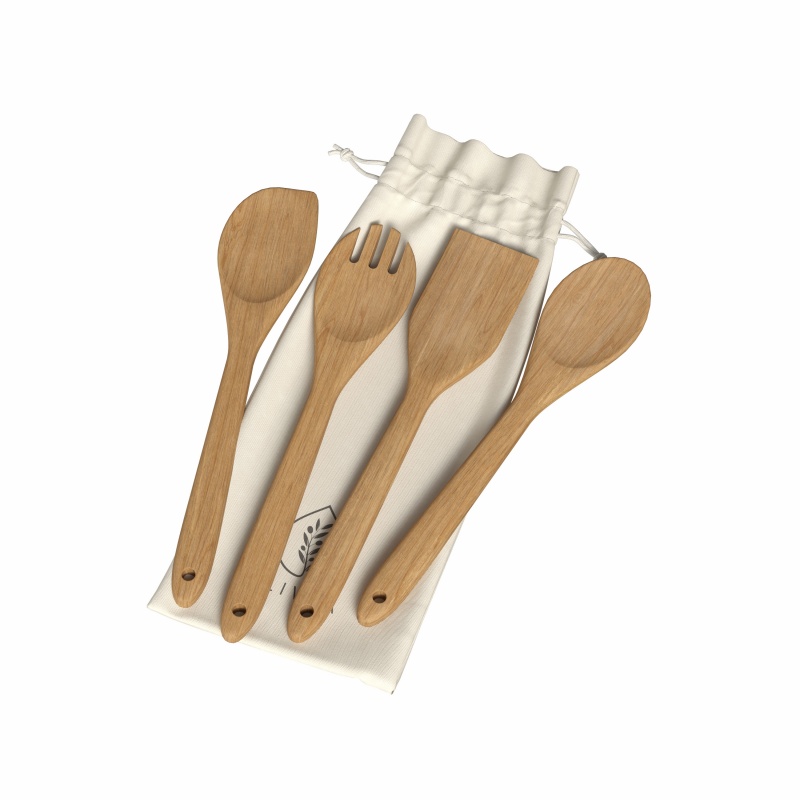 Ensemble d'ustensiles de cuisine en bois d'acacia