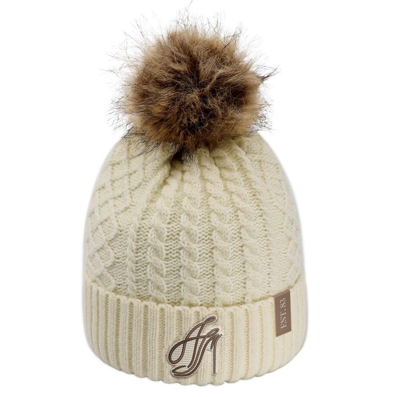 Tuque à pompon en fourrure synthétique