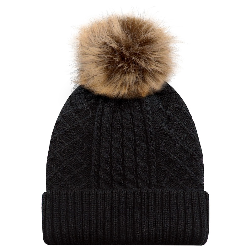 Tuque à pompon en fourrure synthétique