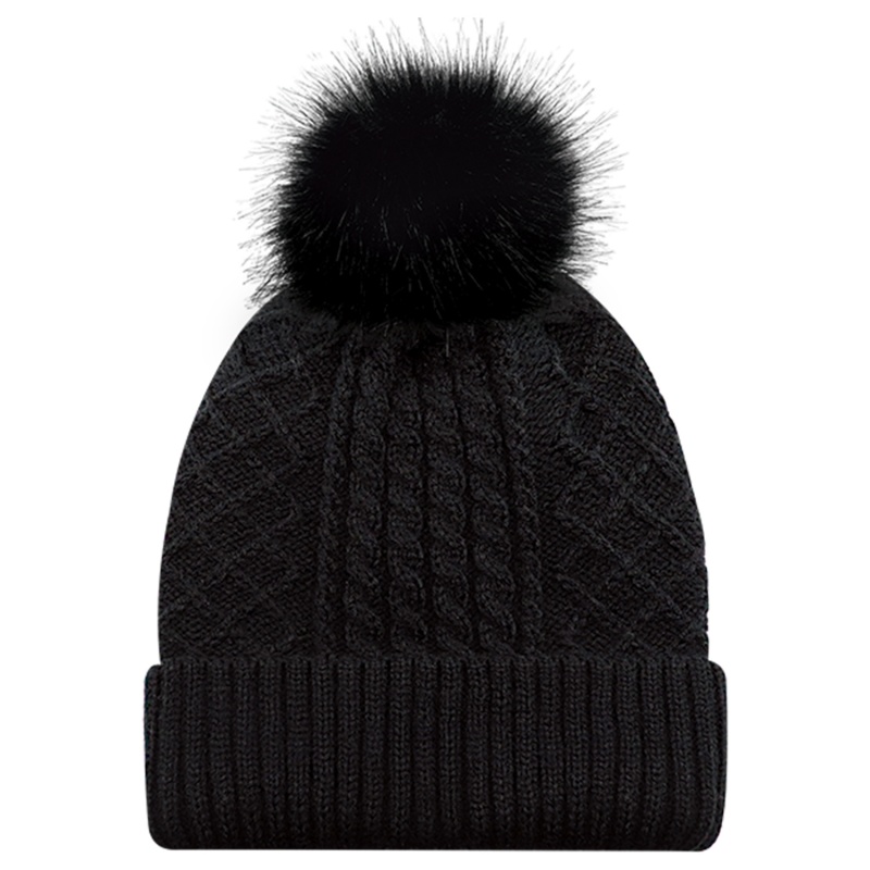 Tuque à pompon en fourrure synthétique