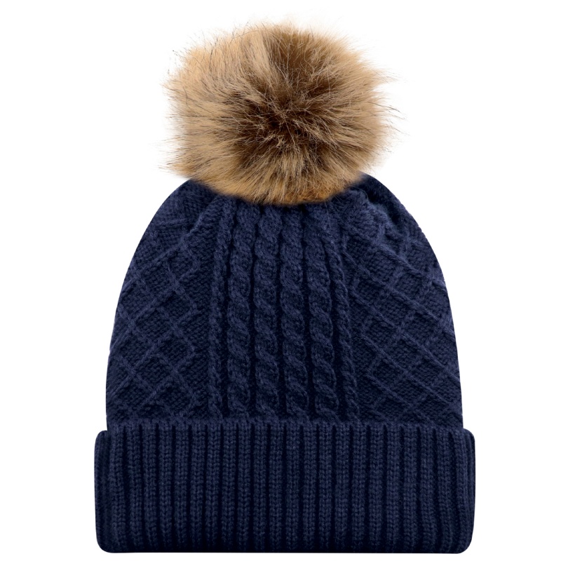 Tuque à pompon en fourrure synthétique