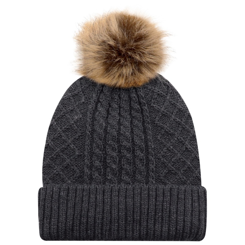 Tuque à pompon en fourrure synthétique