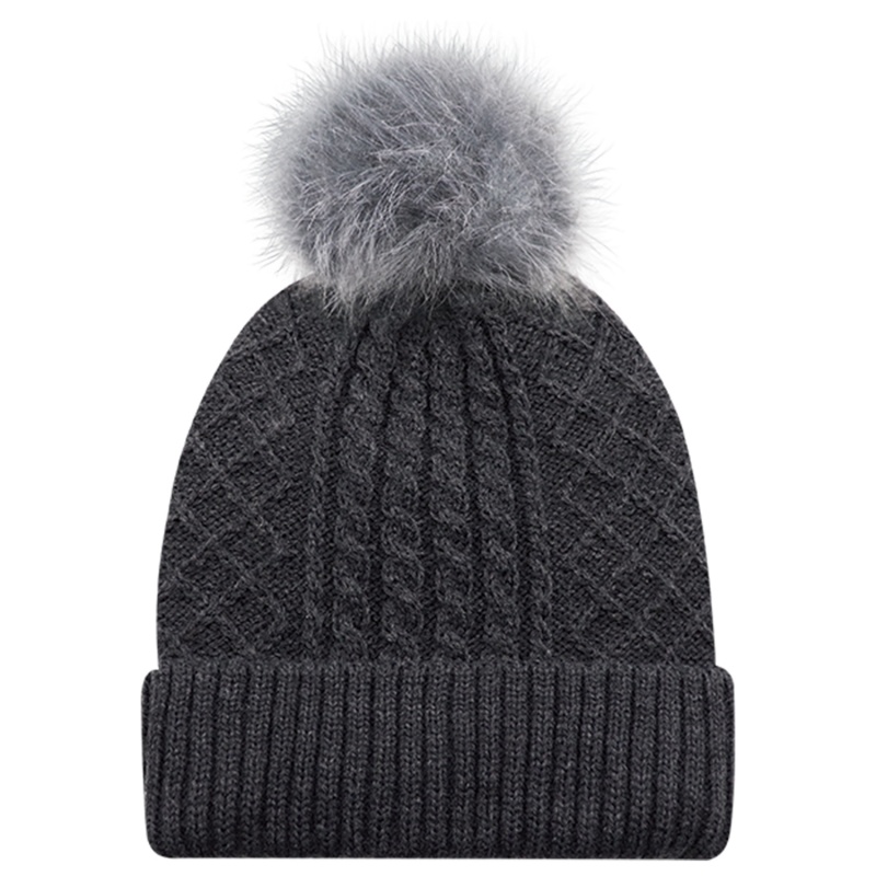 Tuque à pompon en fourrure synthétique
