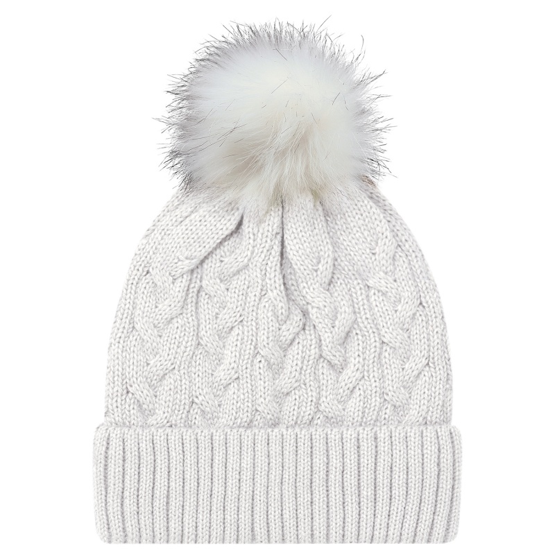 Tuque à pompon de 12 cm en fourrure synthétique