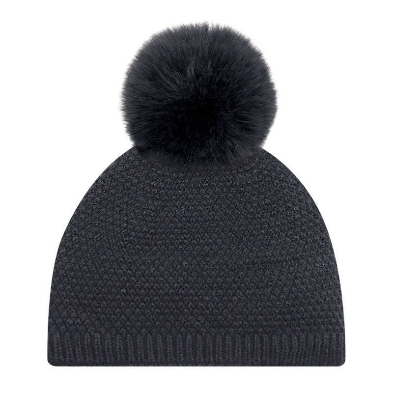 Tuque à pompon de 12 cm en faux lapin